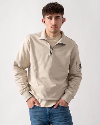 Moose Knuckles Mens Hartsfield 1/4 Zip Sweatshirt in Nude Cotton - Size Medium