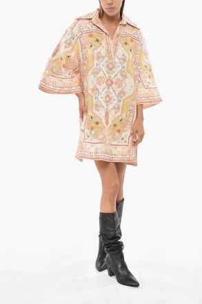Zimmermann Mini Tunic WYLIE with Antenio Print and Side Slits Zimmermann