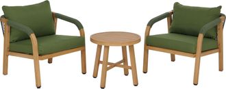 Hhg [nunca Usado] Conjunto De Sal&oacute;n De Aluminio Hhg-112, Conjunto De Jard&iacute;n Y Balc&oacute;n Con Silla Y Mesa, Tejido (220 G/m&sup2;), Aspecto De Madera, Verde Oliva