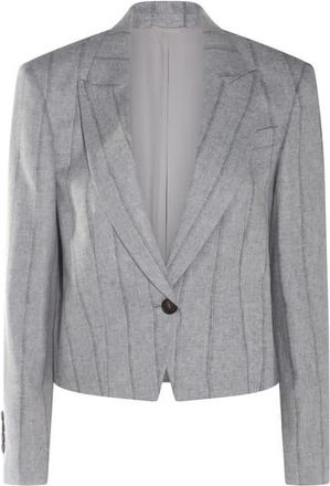 Brunello Cucinelli Womens Light Grey Wool Single Button Jacket, Size 40