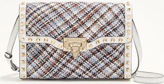 Valentino Garavani Valentino Garavani Rockstud Small Shoulder Bag In Woven Fabric Wo