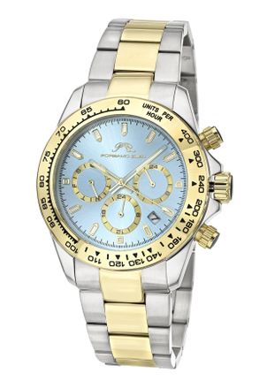 Porsamo Bleu Preston Stainless Steel Two Tone & Ice Blue Mens Watch 1036CPRS