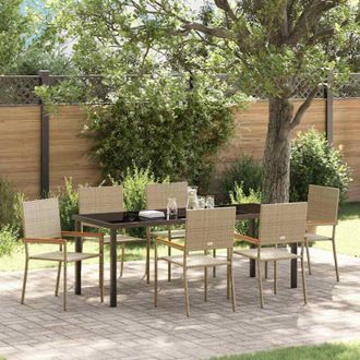 vidaXL Conjunto De Comedor De Jard&iacute;n 7 Pcs Beige Rat&aacute;n Sint&eacute;tico Vidaxl