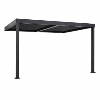 Concept Usine P&eacute;rgola bioclim&aacute;tica adosada de aluminio negro 3 x 3 m
