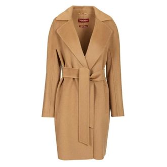Max Mara Belted Coats, female, Brown, Size: 2XS Midi Coat