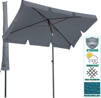 Quick-Star Quick-star - Balkon Sonnenschirm 200x125cm Balkonschirm Rechteckig Knickbar Grau Gartenschirm Uv 50 Mit Schutzh&uuml;lle