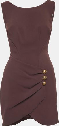 Elisabetta Franchi Brown Stretch Crepe Draped Merlot Mini Dress