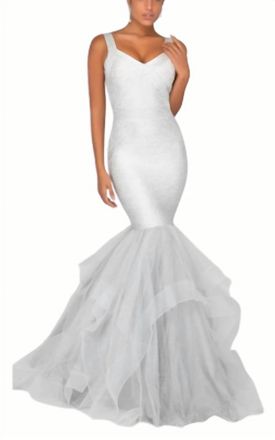 Terani Couture Fitted Mermaid Gown In Ivory/silver