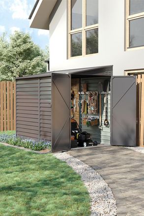 H&O Direct Grey Steel Outdoor Tool Storage Shed