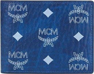 MCM Aren Bifold Wallet w/ Card Case in Visetos in Blue at Nordstrom
