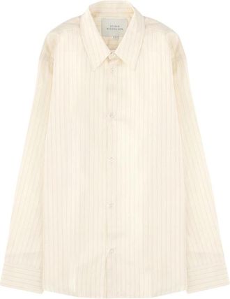 STUDIO NICHOLSON View Shirt - Heren - Zakelijke Overhemden - Beige - L - Katoen - Overhemden