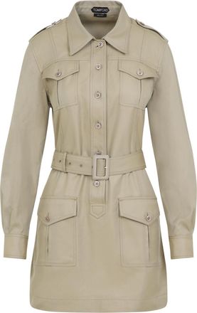 Tom Ford Womens Safari Mini Dress - Tan Silk - Size EU 36 (Womens)