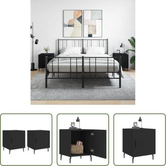 vidaXL Comodino moderno - Comodini 2 pz Neri 40x40x50 cm in Legno Multistrato