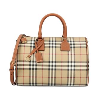 Burberry Medium Check Bowlingtas - Dames - Handtassen - Beige - ONE Size - Katoen - Tassen