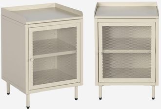 Sweeek Mesita De Noche Industrial De Metal Con 1 Puerta De Rejilla, Set De 2