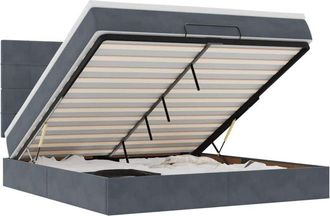 vidaXL Vidaxl - Estructura Cama Otomana Colchones Terciopelo Gris Oscuro