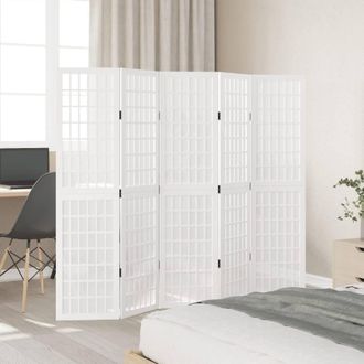 Berkfield Home Room Divider 5 Panels White Solid Wood Paulownia