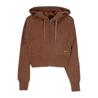 Nike Air Fleece Full-Zip Hoodie - Dames - Sportshirts - Bruin - L - Katoen - Fitness