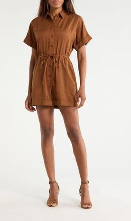 FRNCH Lily Tie Waist Romper in Marron Glace at Nordstrom Rack, Size X-Small
