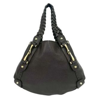 Gucci Pre-owned Shoulder Bags, female, Brown, Size: ONE SIZE Pre-owned Woven Perforated Leather Tote Bag