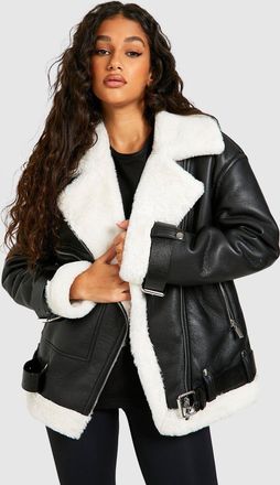 Boohoo Womens Premium Belted Aviator - Black - Size 14 UK