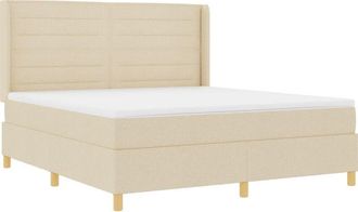 vidaXL Box Spring Bed with Mattress Cream 180 x 200 cm Fabric vidaXL