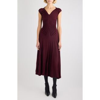 Alaia Sculpted Virgin Wool Sweater Dress in Burgundy at Nordstrom, Size 6 Us