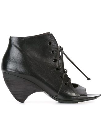 Marsèll structured lace-up ankle boots - women - Calf Leather/Calf Leather/Calf Leather - 36 - Black