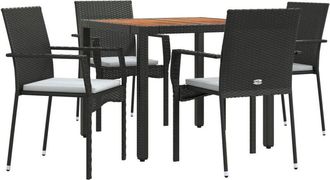vidaXL Vidaxl - Set De Muebles Jard&iacute;n 5 Pzas Con Cojines Rat&aacute;n Sint&eacute;tico Negro