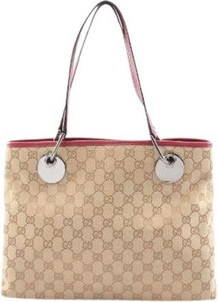 Gucci Pre-owned GG Canvas Tote Bag - Dames - Vintage Schoudertas - Beige - ONE Size - Leer - Vintage