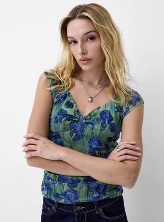 Icone Womens Micromesh ruched T-shirt