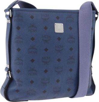 MCM Pre-owned Shoulder Bag - Dames - Vintage Schoudertas - Blauw - ONE Size - Leer - Vintage