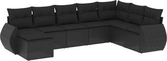 vidaXL Set De Sof&aacute;s De Jard&iacute;n 8 Piezas Y Cojines Rat&aacute;n Sint&eacute;tico Negro Vidaxl