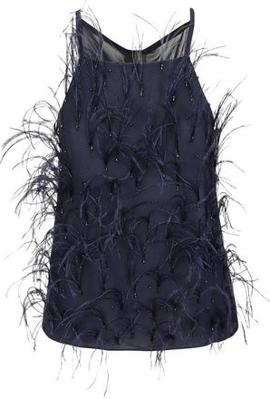 Pinko Pinko - Phedra Top Georgette - Dames - Tops - Blauw - Maat: S Acryl