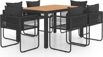 vidaXL Set De Comedor De Jard&iacute;n De 7 Piezas Pvc Rat&aacute;n Negro Y Marr&oacute;n Vidaxl