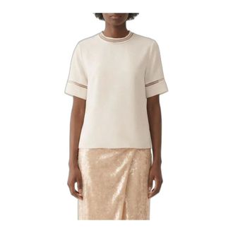 Fabiana Filippi Top con collo e maniche impreziositi - - Tops - Donna - Beige - M