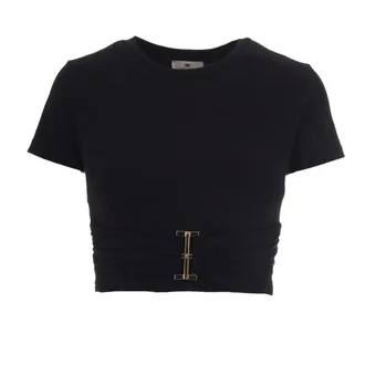 Elisabetta Franchi Dames, Tops, Zwart, Maat: S Katoen