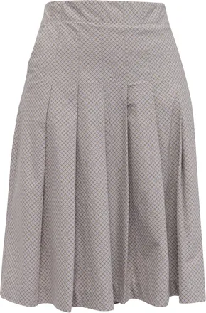Theory Plaid Pleated Midi Skirt in Grey Cotton