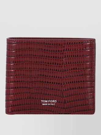 Tom Ford compact bifold leather wallet lizard texture