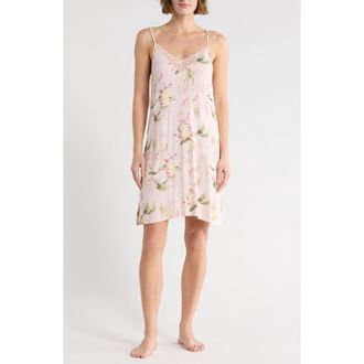 Nordstrom Rack Tranquility Lace Trim Chemise in Pink Impromptu Floral at Nordstrom Rack, Size X-Large