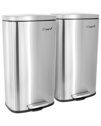 Elama Set Of Two 30L Rectangular Stainless Steel Trash Bins