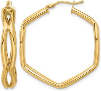 Diamond2Deal 14K Yellow Gold Geometric Shape Hoop Earrings