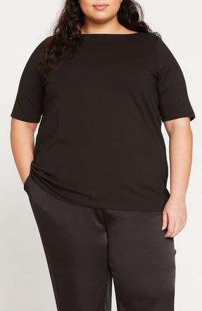 Universal Standard Bella Boatneck Stretch Pima Cotton Top in Black at Nordstrom, Size Xl