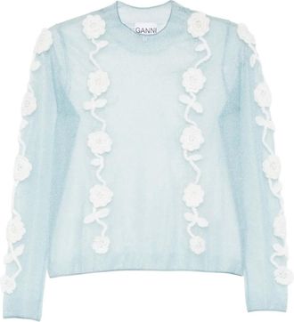 Ganni Shirt met ruches - Blauw