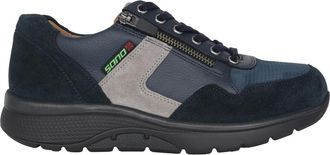 Mephisto Blauwe leren wandelsneaker - Heren - Sneakers - Blauw - 46 1/2 EU - Leer - Schoenen