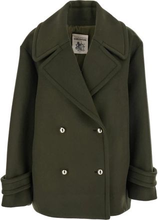 Semicouture Groene Korte Jas - Dames - Mantel - Groen - S - Wol - Jassen