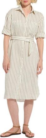 Lyss&eacute; Juniper Stripe Belted Linen Shirtdress in Olive Grove Stripe at Nordstrom, Size X-Small