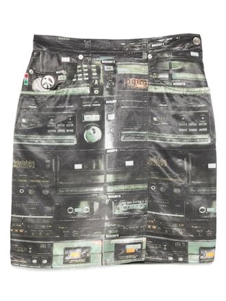 Moschino 2000s cassette-tape print skirt - Grey