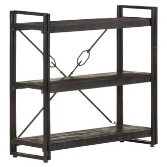Berkfield Home 3-Tier Bookcase Black 90x30x80 cm Solid Mango Wood | Size: 90 x 30 x 80 cm