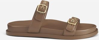 AGL Cristina Ring Sandal with Buckles in Cocoa Nappa at Nordstrom, Size 38.5
